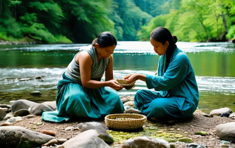 무속과 자연 보호 활동 - **Prompt:** A serene and powerful image depicting an ancient wise elder (dressed in modest, flowing,...