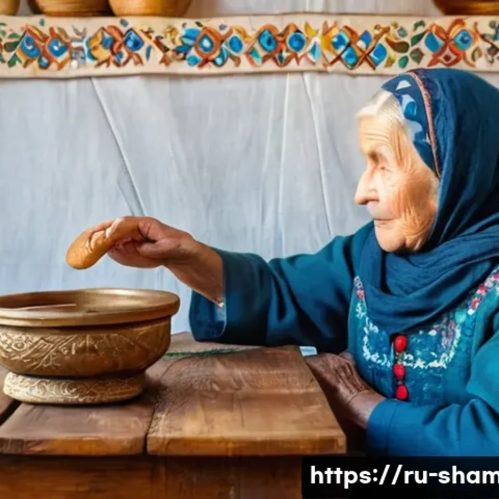 무속과 결혼식 전통 - **Ancestral Whispers in a Cozy Russian Home:** A heartwarming scene inside a traditional Russian *iz...