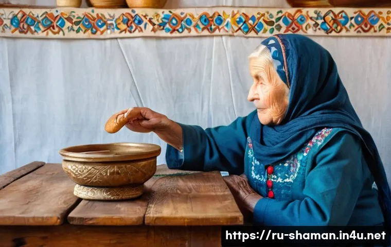 무속과 결혼식 전통 - **Ancestral Whispers in a Cozy Russian Home:** A heartwarming scene inside a traditional Russian *iz...