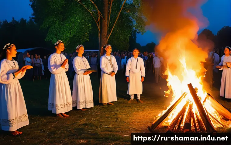 무속과 전통 문화의 융합 - A vibrant scene at a modern urban festival celebrating ancient Slavic traditions, featuring young pe...