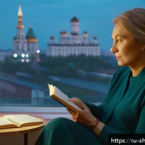 빙의 치료 성공 사례 - A calm, cozy therapy room scene featuring a middle-aged Russian woman sitting comfortably on a soft ...